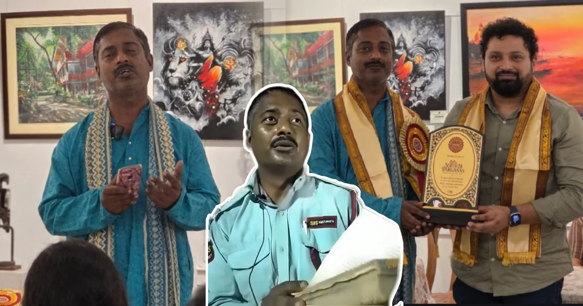Shovon Chakraborty, Rabindra Sangeet, Viral Singer, Suro Bharati Sangeet Kala Kendra, Arijit Chakraborty, Music Teacher, Bengali Singer, Viral Security Guard, Shovon Chakraborty Job Loss, Rabindra Sangeet Artist, Kolkata, Bengal Music, শোভন চক্রবর্তী, রবীন্দ্রসঙ্গীত, ভাইরাল গায়ক, সুর ভারতী সঙ্গীত কলা কেন্দ্র, অরিজিৎ চক্রবর্তী, সঙ্গীত শিক্ষক, বাঙালি গায়ক, নিরাপত্তারক্ষী, চাকরি হারানো, ভাইরাল শিল্পী, কলকাতার, বাংলা সঙ্গীত
